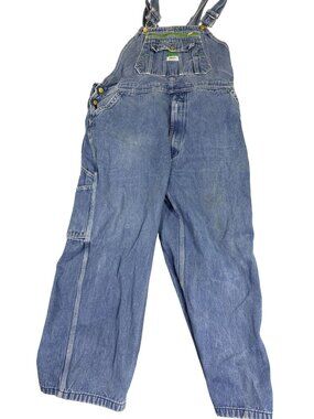 Liberty Mens Blue Denim Overalls 42x30 Adjustable Straps Workwear Bib Pocket
